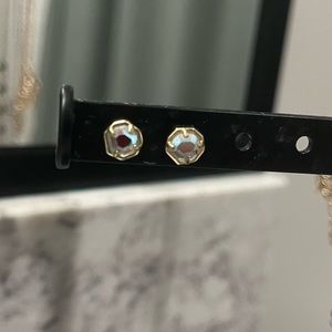 Nola Gold Stud Earrings in Iridescent Drusy
